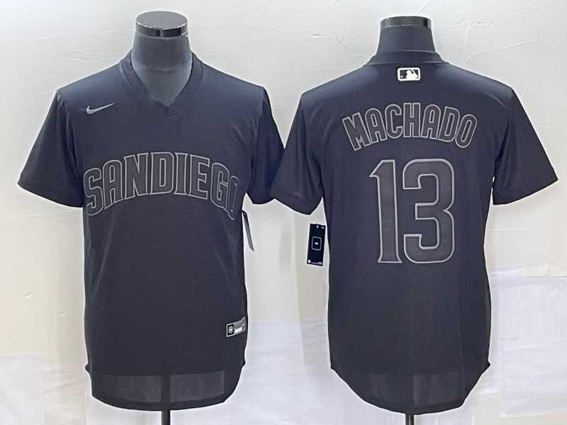 Men's San Diego Padres #13 Manny Machado Black Pullover Turn Back The Clock Stitched Cool Base Jersey